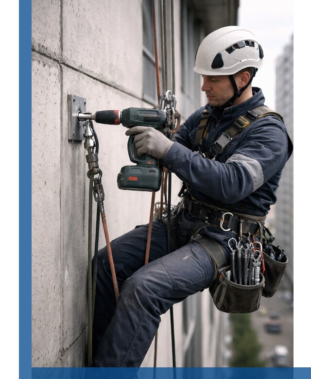 Установка анкерных точек для высотных работ в Касимах