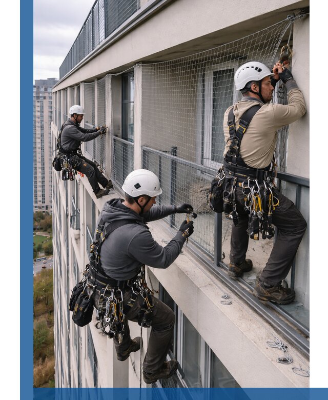 Профессиональный монтаж защитной сетки от птиц в Касимах